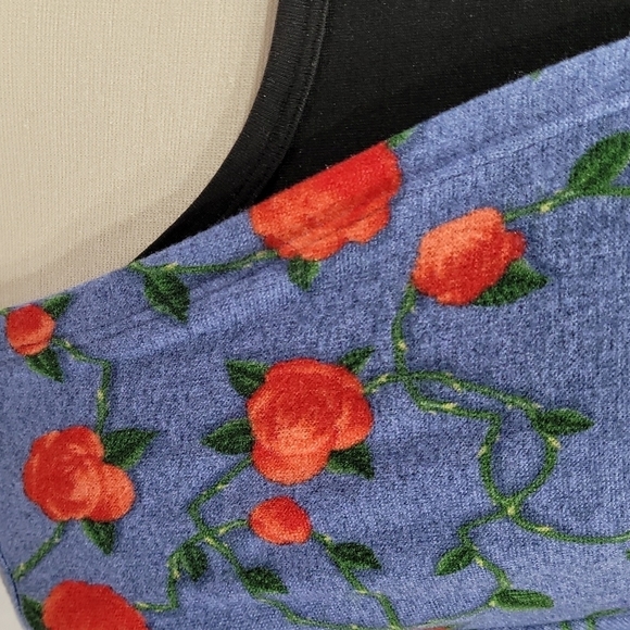 NWT LuLaRoe Caroline Cardigan Sweater rose print on blue size XL - Picture 2 of 7
